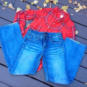 Wide Leg, Distressed Domain Jeans